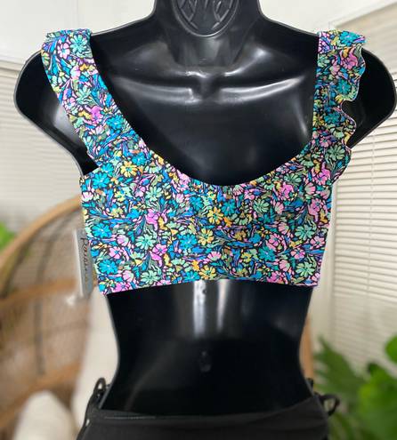 Raisin's  Ruffle Floral Bikini Top Size Small