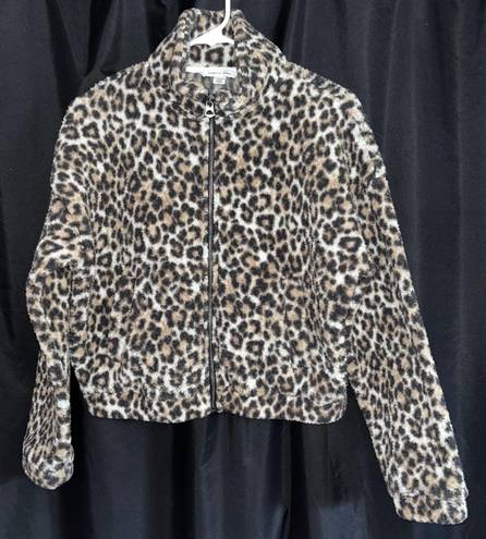 American Eagle Cheetah Sherpa Zip Up