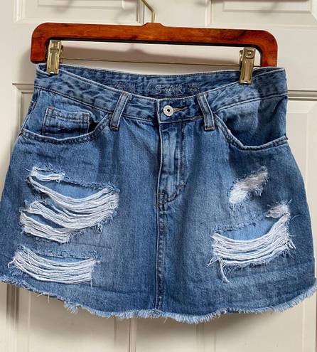 Vanilla Star Jeans Ripped Mini Jean Skirt 