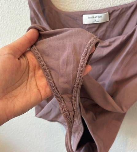 Aritzia Babaton  contour square neck tank thong bodysuit in mauve