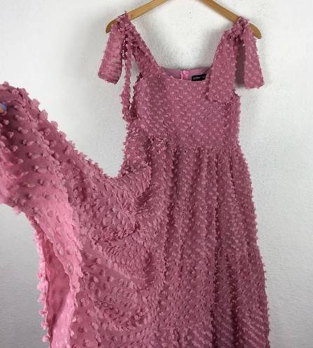 Likely NWOT Sister Jane  Lady Pink Pom Pom Babydoll Tiered Midi Dress XS Barbie