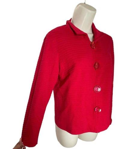 Coldwater Creek  Long Sleeve Lined Red Ribbed 4 Button Front Jacket Size PS #635