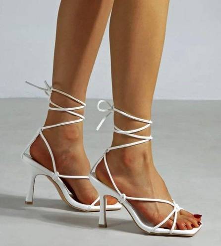 White Strap Heels Size 7.5