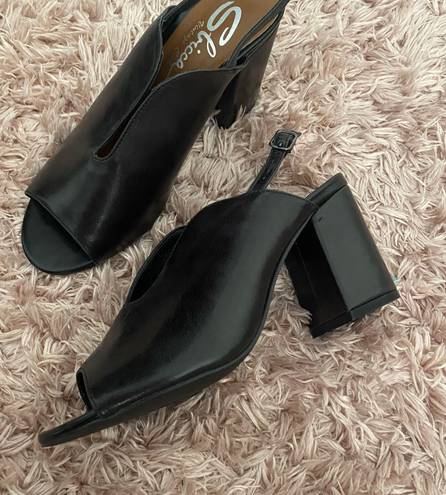 sbicca Black Leather Chunky Heels