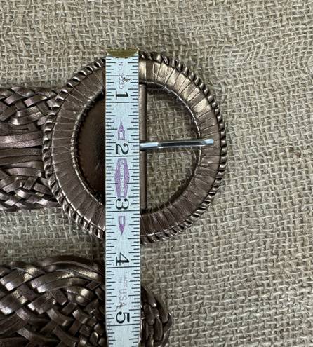 Womens Wide Bronze Metallic Woven Belt Size M