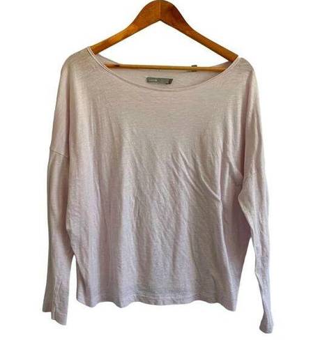 Vince  Dolan Boat Neck Pima Cotton Slouchy Long Sleeve Tee Pale Pink Medium