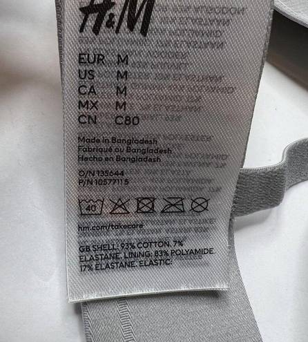 H&M  Grey Ribbed Padded Cotton Bra Size Medium New