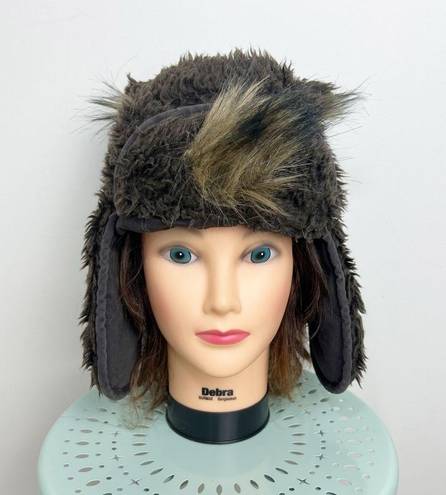 Hollister  Bear Faux Fur Trapper Winter Hat One Size Unisex in Dark Brown