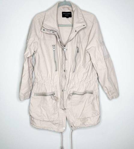 ALLSAINTS  Womens Utility Jacket Skylar Parka Cinches Waist & Hem Tan Medium FLAW