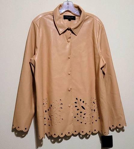 Marc New York NWT  Tan Faux leather Jacket Sz Xlarge