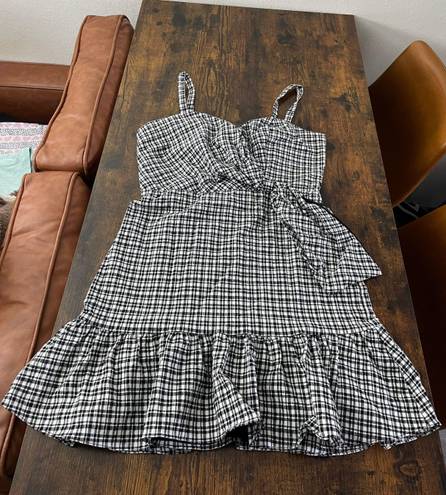 Parker Black & White Gingham Print Dress