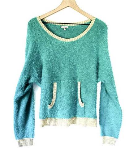 Juicy Couture VINTAGE  TEAL FUZZY SWEATER - SIZE XL