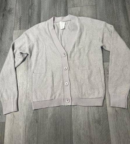 Joie  ultra soft fuzzy cardigan sweater light Gray Front Button- Small