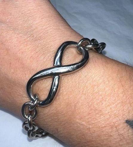 infinity Stainless Steel Gunmetal Tone Chunky Chain  Sign Bracelet