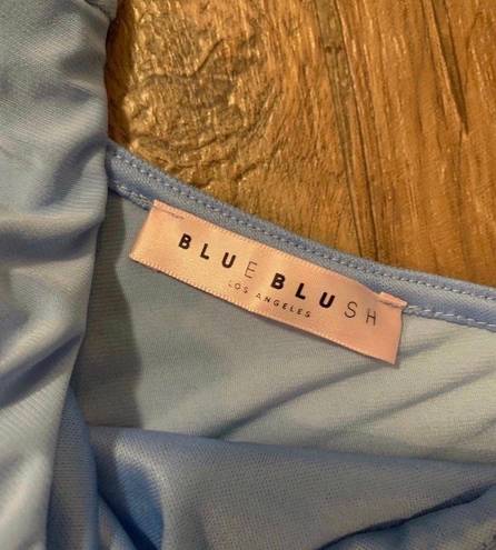 Blue Blush One Shoulder Blue Side Tie Boutique Top