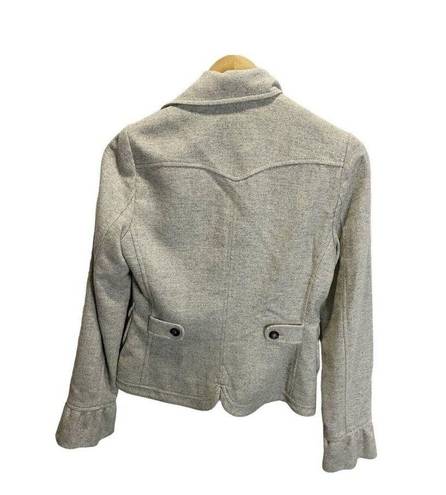 Banana Republic  Womens Wool Jacket Oatmeal Gray Herringbone Coat S Pockets