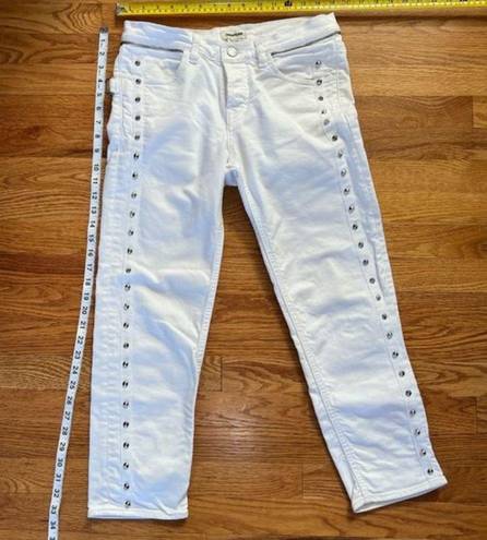 Zadig & Voltaire EUC  Stud Jeans‎ Women 26 White Elios Spikes Boyfriend Crop