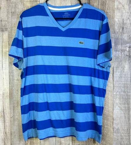 Lacoste  Size 6 V-Neck Dark & Light Blue Short Sleeve T-Shirt w/Alligator…