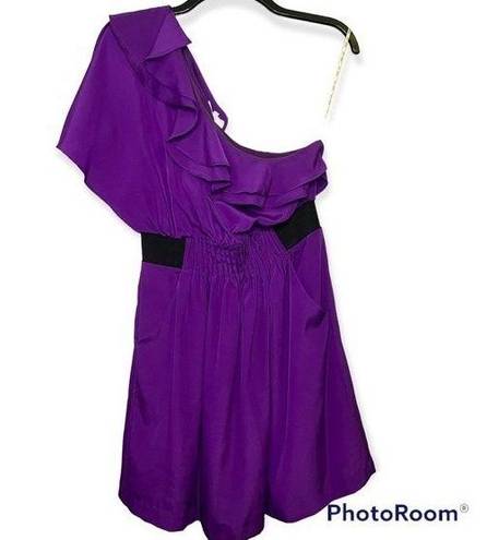 Sugar Lips  Purple One Shoulder Ruffle Cocktail Dress Size Small