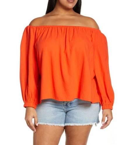 Treasure & Bond  Shirred Off the Shoulder Top Orange Women's Size Medium NWT