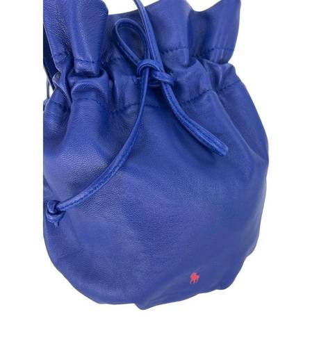 Polo  Ralph Lauren Blue Leather Pony Pouch Bucket Bag