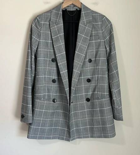 All Saints Women's Grey Plaid Oversized Blazer Size 2