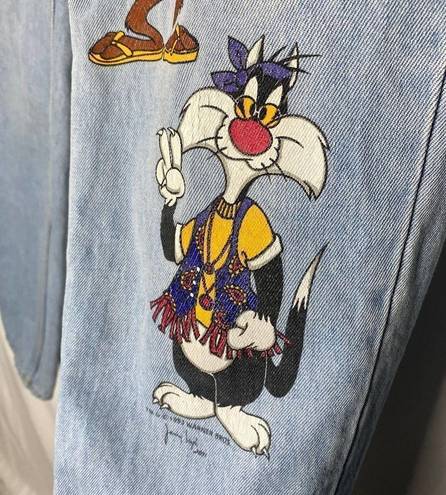 Jerry Leigh  Vintage 90s Looney Tunes Disco Jeans Light Wash Size 9 Cartoons