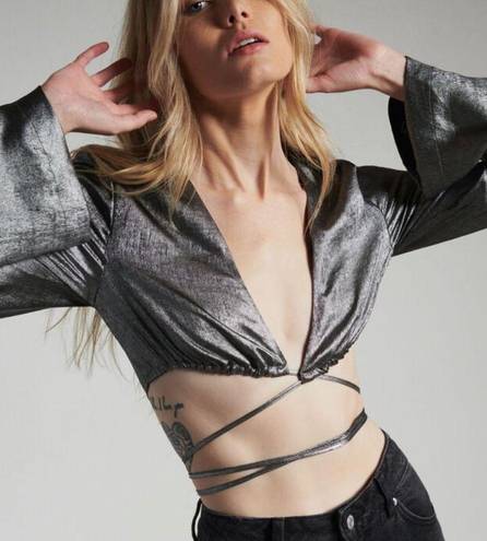 Dynamite Callie Metallic Wrap Around Top