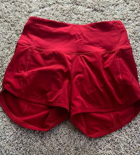 Lululemon Speed Up Shorts 4”in Red