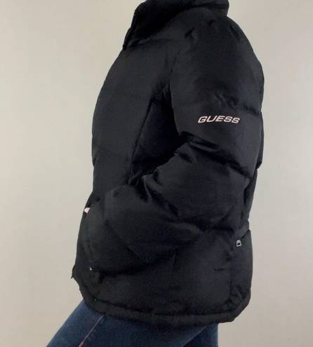 Guess Vintage Y2K Black Mock Neck Zip Up Down Puffer Winter Jacket