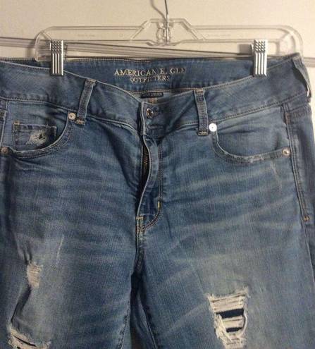 American Eagle  Size 16 Plus Destroyed Stretch Artist Crop Raw Hem Jeans