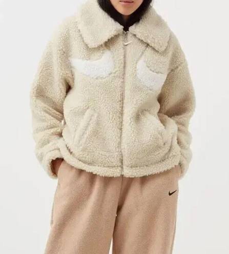 Nike  Sportswear Sherpa Fleece Swoosh Full Zip Jacket Zip Large Logo NEW