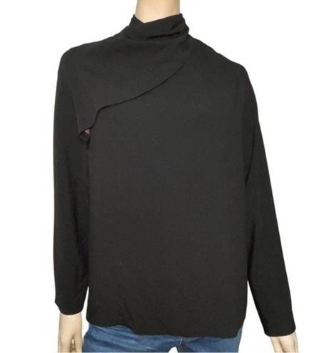 The Row  Women’s Size 10 Black Yoko Cowl Neck Draped Front Long Sleeve Top