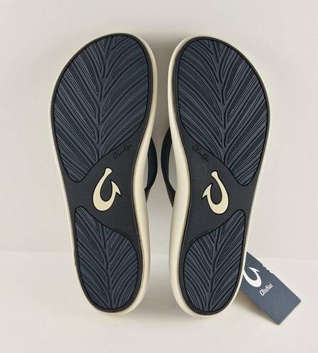 Olukai NEW  Pi’oe W 11 Beach Pool Sandals Flip Flop Slippers Trench Blue/Mst Grey