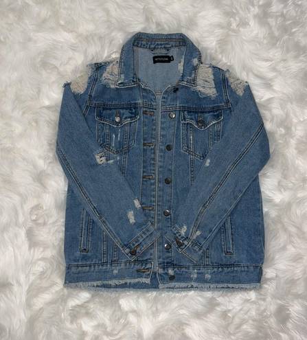 Pretty Little Thing Distressed Denim Jacket