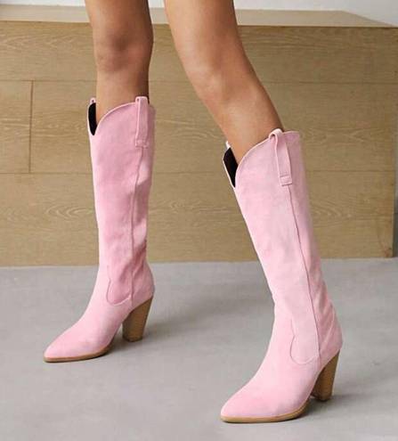 COWGIRL Chunky Heeled Boots in Pink Sz. 41 / 9.5