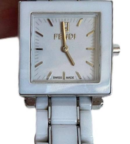 Fendi  White Square Watch Stainless Steel