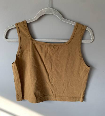 Los Angeles Apparel Brown/green Cropped Tank