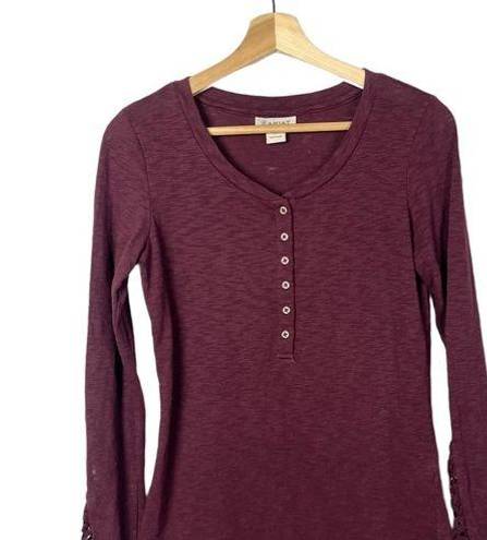 Ariat  Burgundy Red Henley Long Sleeve T-Shirt S