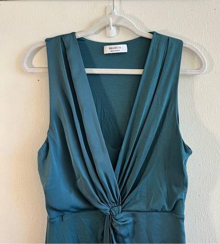 Bailey 44 Dress Venus Twist-Front Mixed-Media Dress in Gulf (Teal Blue) Sz M GUC