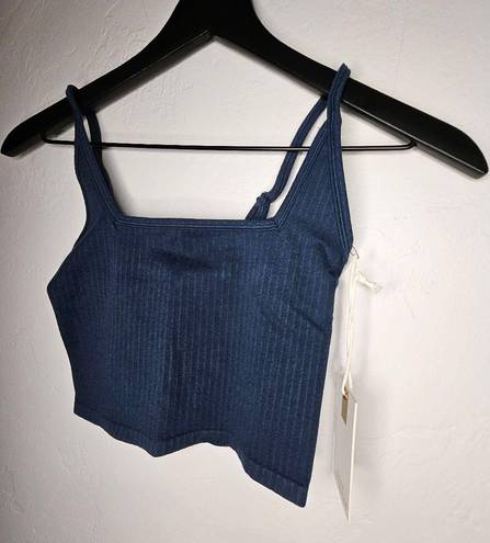 Good American  Ribbed Square Neck Bralette in Navy Size XS NWT