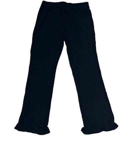 n:philanthropy N philanthropy Womens Medium Talker Pants Black Ribbed Cropped Ruffle Hem NWT