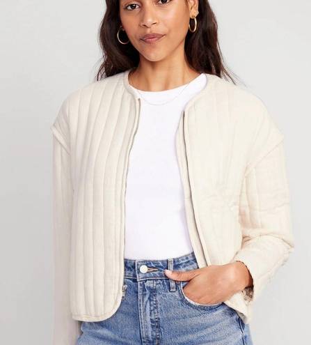 Old Navy Quilted Bomber Jacket - Cream - Small