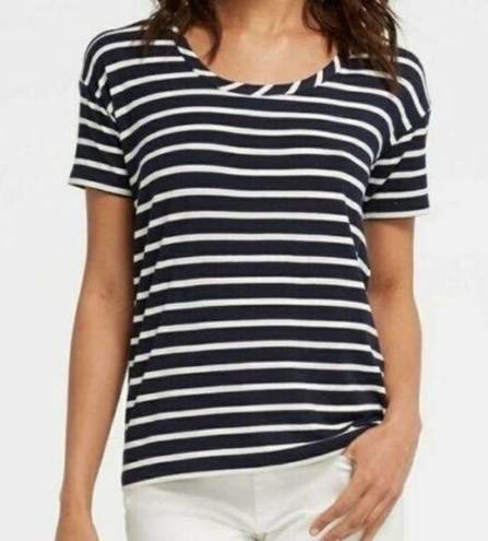 Draper James  Navy Blue & White Stripe Short Sleeve T-Shirt L