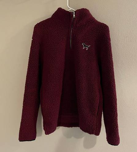 Victoria's Secret PINK by  Maroon Sherpa Quarter Zip