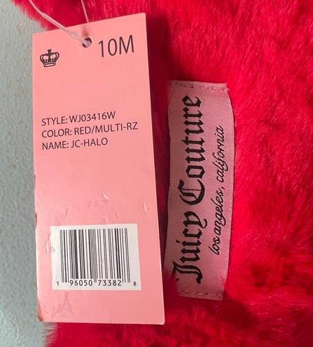 Juicy Couture fur slippers red silver rhinestone brand new y2k