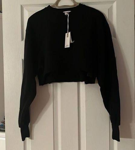 Good American  Black Crewneck cropped sweatshirt NWT Size XS