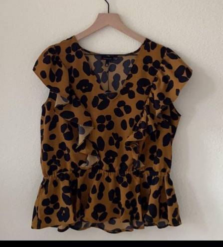 Who What Wear Ink Blot Animal Print Top XL