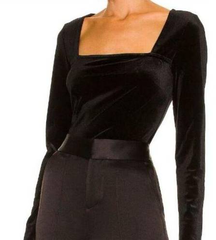 n:philanthropy n philanthropy Womens Medium Square Neck Top Black Velvet Armida Long Sleeve NWT