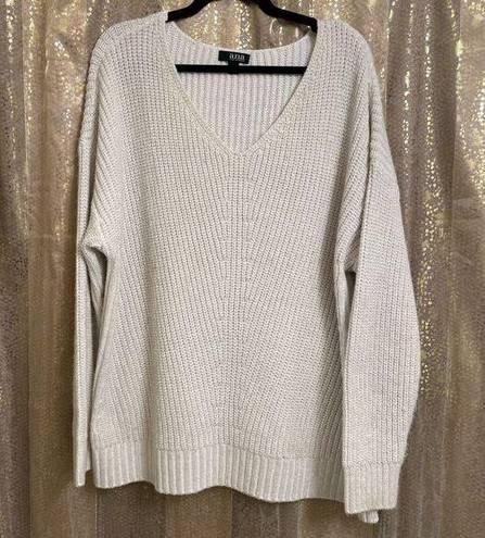a.n.a . A New Approach Ivory Cream Gold Metallic Chunky Knit Sweater XL
